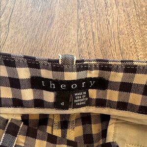 Theory Black and Cream Checkered Capris